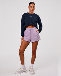Woman wearing MVP Elite Terry Short - Pale Lilac | Model:Charli | Size:XS | Thumbnail Index: 7