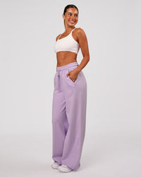 Woman wearing MVP Elite Terry Wide Leg Pant - Pale Lilac | Model:Charli | Size:XS | Thumbnail Index: 3