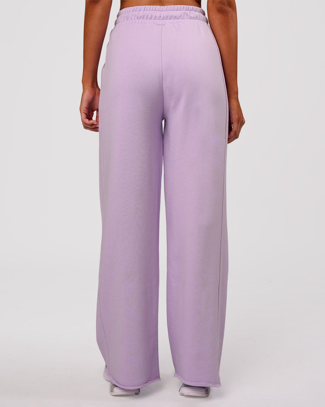 Woman wearing MVP Elite Terry Wide Leg Pant - Pale Lilac | Model:Charli | Size:XS - view 7