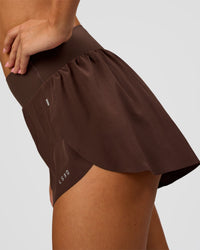 Woman wearing Pacer 3" Run Short - Hot Chocolate | Model:Charli | Size:XS | Thumbnail Index: 3