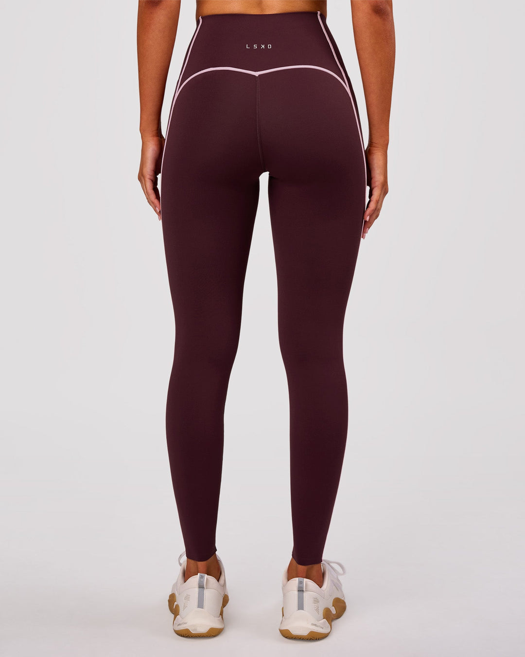 Woman wearing Power Ultra High-Rise Full Length Legging Pockets - Cherry Lacquer-Pink Rose | Model:Charli | Size:XS - view 3