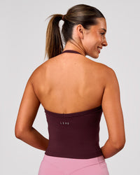 Woman wearing Unleash Shelf Bra Tank - Cherry Lacquer | Model:Charli | Size:XS | Thumbnail Index: 2