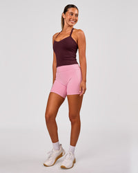 Woman wearing Unleash Shelf Bra Tank - Cherry Lacquer | Model:Charli | Size:XS | Thumbnail Index: 5