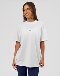 Woman wearing VS26 Journey FLXCotton Oversize Tee - White-Black | Model:Charli | Size:XS | Thumbnail Index: 5