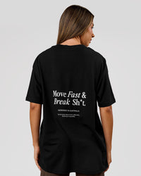 Woman wearing VS26 MFBS FLXCotton Oversize Tee - Black-White | Model:Charli | Size:XS | Thumbnail Index: 2