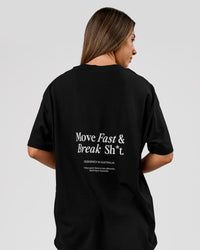 Woman wearing VS26 MFBS FLXCotton Oversize Tee - Black-White | Model:Charli | Size:XS | Thumbnail Index: 9