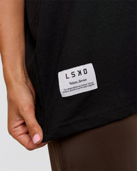 Woman wearing VS26 MFBS FLXCotton Oversize Tee - Black-White | Model:Charli | Size:XS | Thumbnail Index: 10