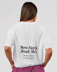 Woman wearing VS26 MFBS FLXCotton Oversize Tee - White-Black | Model:Charli | Size:XS | Thumbnail Index: 2