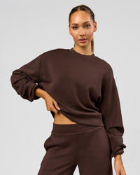 Woman wearing Elevate SoftTouch Draped Sleeve Sweater - Hot Chocolate | Model:Claire | Size:XS | Thumbnail Index: 0