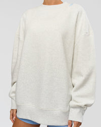 Woman wearing Strong is Beautiful Oversized Sweater - Silver Marl | Model:Georgia | Size:XS | Thumbnail Index: 2