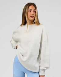 Woman wearing Strong is Beautiful Oversized Sweater - Silver Marl | Model:Georgia | Size:XS | Thumbnail Index: 10