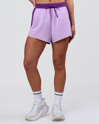 Woman wearing Accelerate 3" High-Rise Running Short - Chloe Purple | Model:Issy | Size:XS | Thumbnail Index: 8