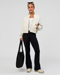 Woman wearing Bomber ZeroCrease Spacer Jacket - Silver Marl | Model:Issy | Size:XS | Thumbnail Index: 3