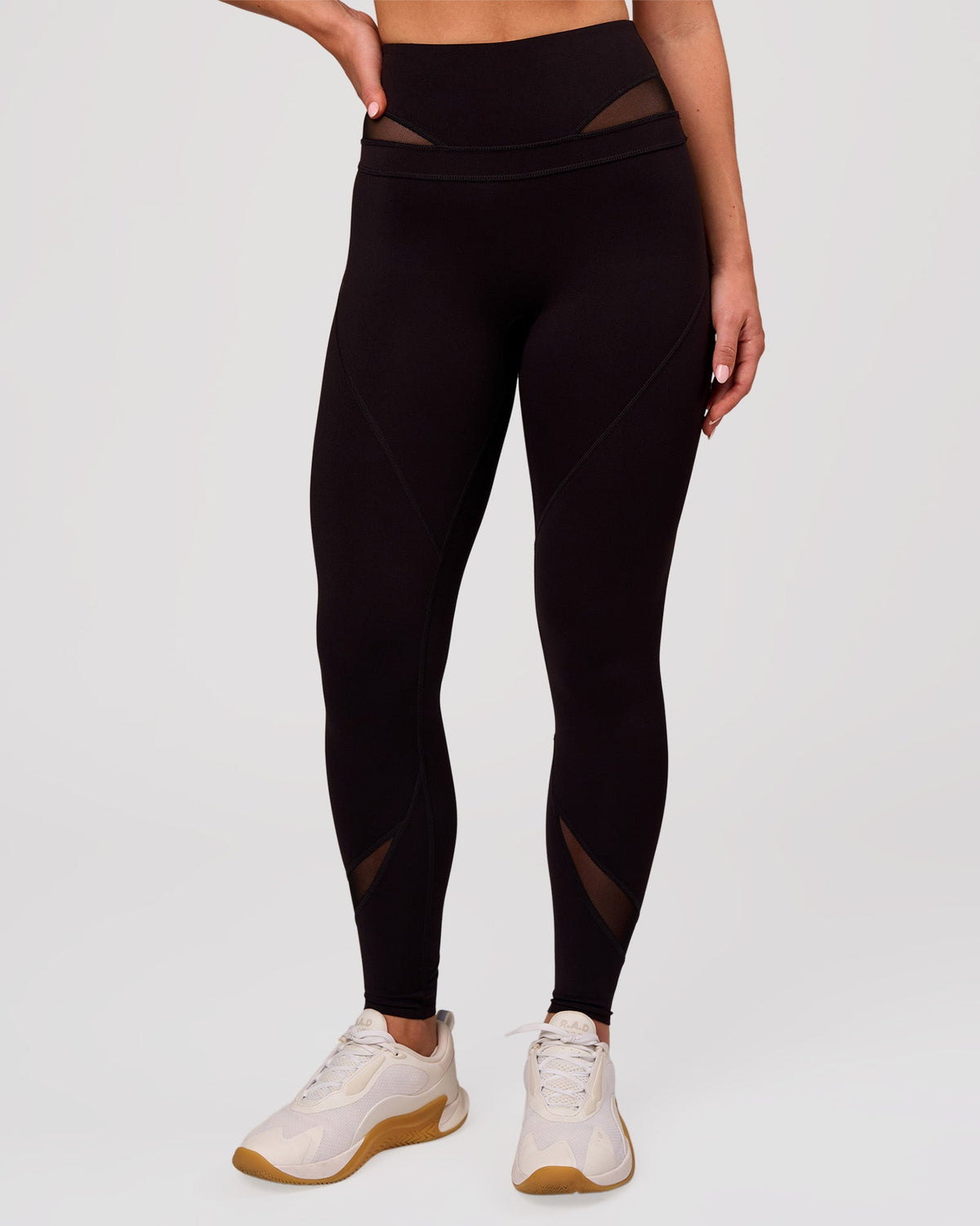 Woman wearing Dare High-Rise Full Length Legging - Black | Model:Issy | Size:XS