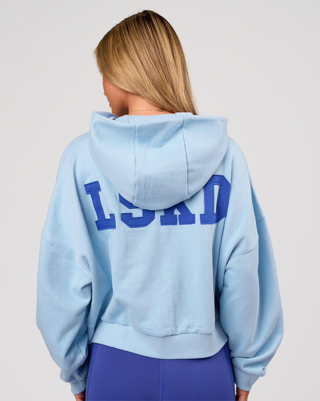 Woman wearing Distress French Terry Full Zip Hoodie - Open Air | Model:Issy | Size:XS - view 4