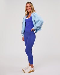 Woman wearing Distress French Terry Full Zip Hoodie - Open Air | Model:Issy | Size:XS | Thumbnail Index: 6