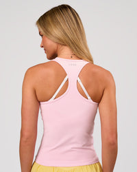 Woman wearing Flow Rep Scoop Neck Tank - Marshmallow | Model:Issy | Size:XS | Thumbnail Index: 3