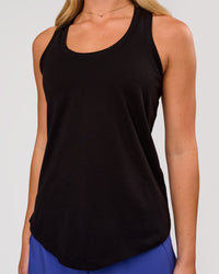Woman wearing Force FLXCotton Longline Tank - Black | Model:Issy | Size:XS | Thumbnail Index: 1