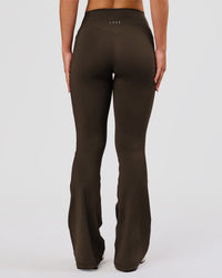 Fusion V-Contour High-Rise Flared Petite Legging Pockets - Ground Coffee | Thumbnail Index: 0