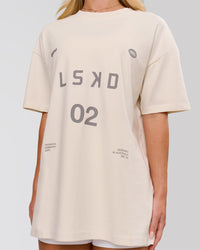 Woman wearing Game Plan Heavyweight FLXCotton Oversized Tee - Vanilla Bean | Model:Issy | Size:XS | Thumbnail Index: 6