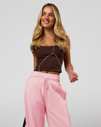 Woman wearing Go-To FLXCotton Rib Scoop Tank - Hot Chocolate | Model:Issy | Size:XS | Thumbnail Index: 13