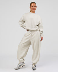 Woman wearing Go-To Oversized Sweater - Silver Marl | Model:Issy | Size:XS | Thumbnail Index: 10