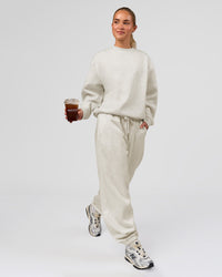 Woman wearing Go-To Oversized Sweater - Silver Marl | Model:Issy | Size:XS | Thumbnail Index: 11