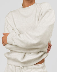 Woman wearing Go-To Oversized Sweater - Silver Marl | Model:Issy | Size:XS | Thumbnail Index: 7