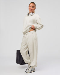 Woman wearing Go-To Oversized Sweater - Silver Marl | Model:Issy | Size:XS | Thumbnail Index: 9