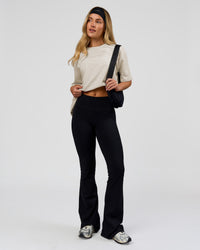 Woman wearing Go-To Script FLXCotton Oversized Tee - Silver Marl-White | Model:Issy | Size:XS | Thumbnail Index: 3