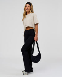 Woman wearing Go-To Script FLXCotton Oversized Tee - Silver Marl-White | Model:Issy | Size:XS | Thumbnail Index: 5