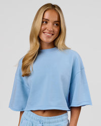 Woman wearing Go-To Terry Oversized Tee - Open Air | Model:Issy | Size:XS | Thumbnail Index: 0