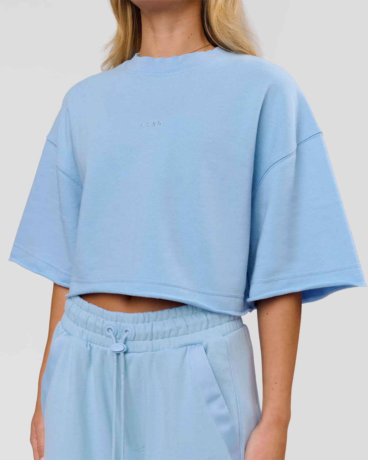 Woman wearing Go-To Terry Oversized Tee - Open Air | Model:Issy | Size:XS - view 2