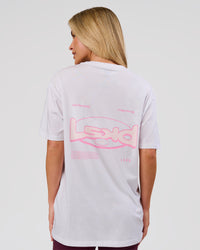 Woman wearing Magma FLXCotton Oversize Tee  - White-Pink Rose | Model:Issy | Size:XS | Thumbnail Index: 8