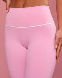 Woman wearing Pinnacle High-Rise Full Length Legging - Pink Rose-White | Model:Issy | Size:XS | Thumbnail Index: 6