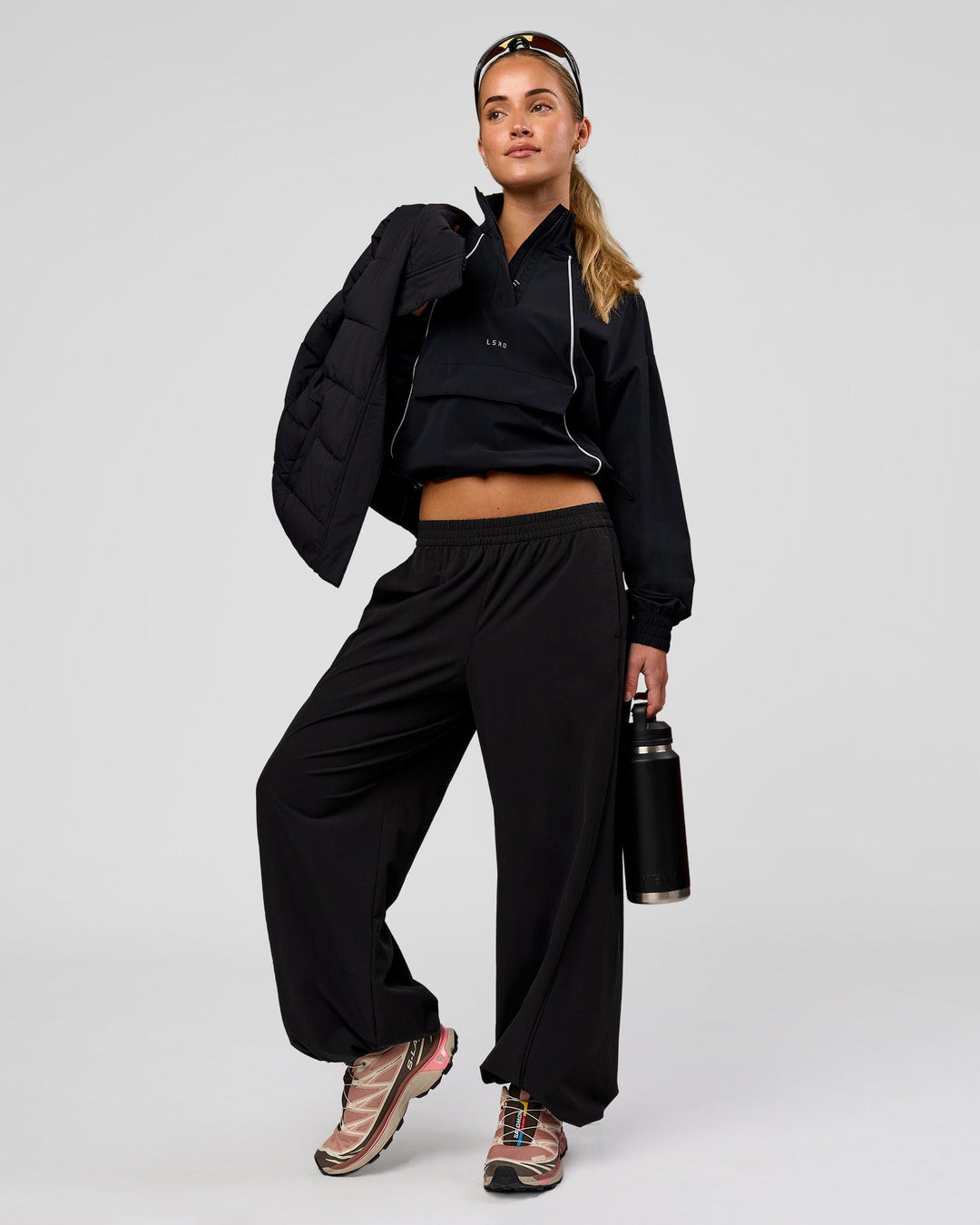 Woman wearing Pop Over Jacket - Black | Model:Issy | Size:XS - view 13