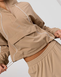 Woman wearing Pop Over Jacket - Warm Smoke | Model:Issy | Size:XS | Thumbnail Index: 13