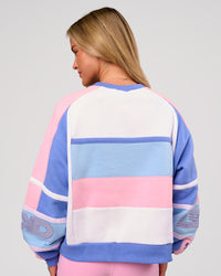 Woman wearing Power Sweater - Pink Rose-Bluebell | Model:Issy | Size:XS | Thumbnail Index: 2