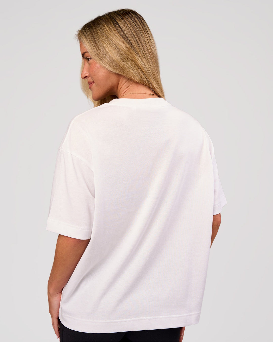 Woman wearing Progression Super Heavyweight Boxed Tee - White-Black | Model:Issy | Size:XS - view 7
