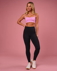 Woman wearing Rep Ultra High-Rise Full Length Legging Pockets - Black-Pink Rose | Model:Issy | Size:XS | Thumbnail Index: 5