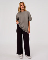 Woman wearing Shadow Mark Heavyweight Oversized Tee - Storm Front-Onyx | Model:Issy | Size:XS | Thumbnail Index: 10