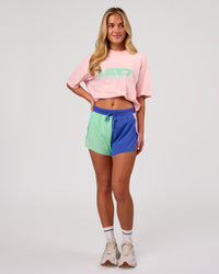 Woman wearing Sideline FLXCotton Oversized Tee - Marshmallow-Jelly Mint | Model:Issy | Size:XS | Thumbnail Index: 10