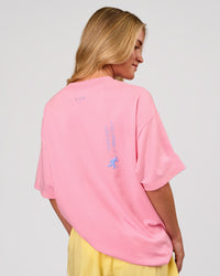 Woman wearing Values Manifesto Heavyweight Oversized Tee  - Pink Rose-Open Air | Model:Issy | Size:XS | Thumbnail Index: 13