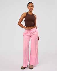 Woman wearing Go-To FLXCotton Rib Crop Tank - Hot Chocolate | Model:Jordan | Size:XS | Thumbnail Index: 3