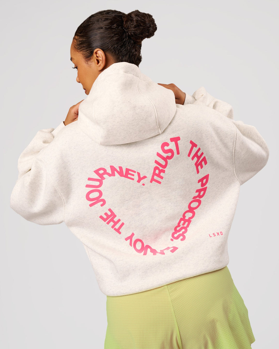 Woman wearing Love The Process Zip Through Hoodie - Silver Marl | Model:Jordan | Size:XS - view 1