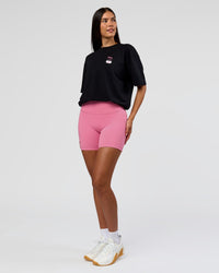 Woman wearing Archive FLXCotton Oversized Tee - Black-Candy Pink | Model:Rhiley | Size:XS | Thumbnail Index: 11
