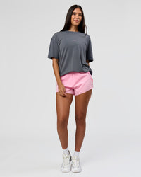 Woman wearing Built On Values FLXCotton Oversized Tee - Dark Storm Washed-Pink Rose | Model:Rhiley | Size:XS | Thumbnail Index: 7