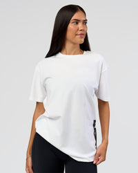 Woman wearing Clear Vision Heavyweight FLXCotton Oversized Tee - White-Black | Model:Rhiley | Size:XS | Thumbnail Index: 3