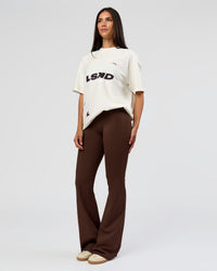 Woman wearing League Heavyweight FLXCotton Oversized Tee - Off White-Ground Coffee | Model:Rhiley | Size:XS | Thumbnail Index: 8