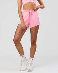 Woman wearing Accelerate 3" High-Rise Running Short - Pink Rose | Model:Taneisha | Size:XS | Thumbnail Index: 9